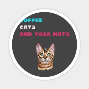 Coffee cats and yoga mats funny yoga and cat drawing Magnet